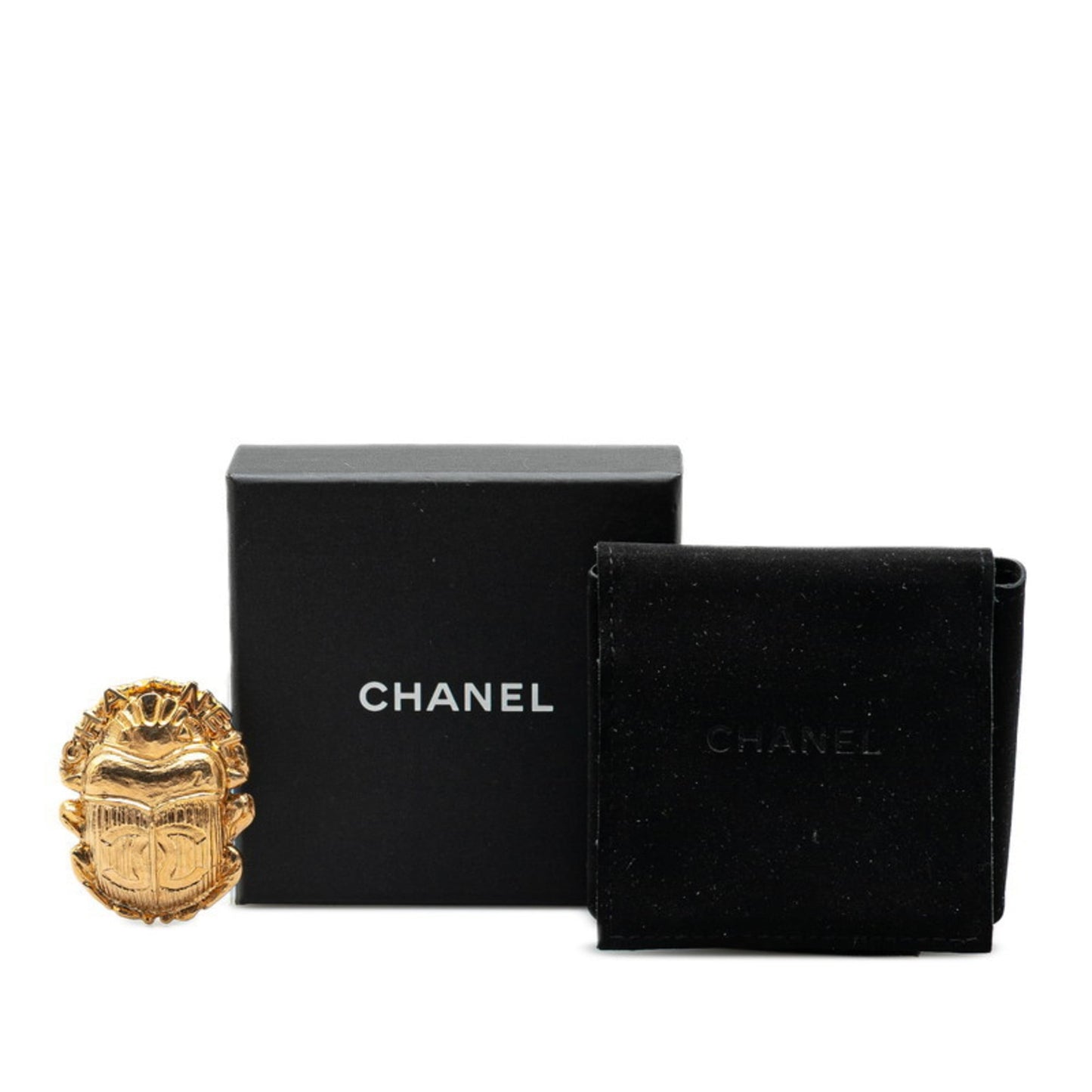 Chanel Coco Mark Ladybug Scarab Motif Brooch Gold Plated Women's CHANEL