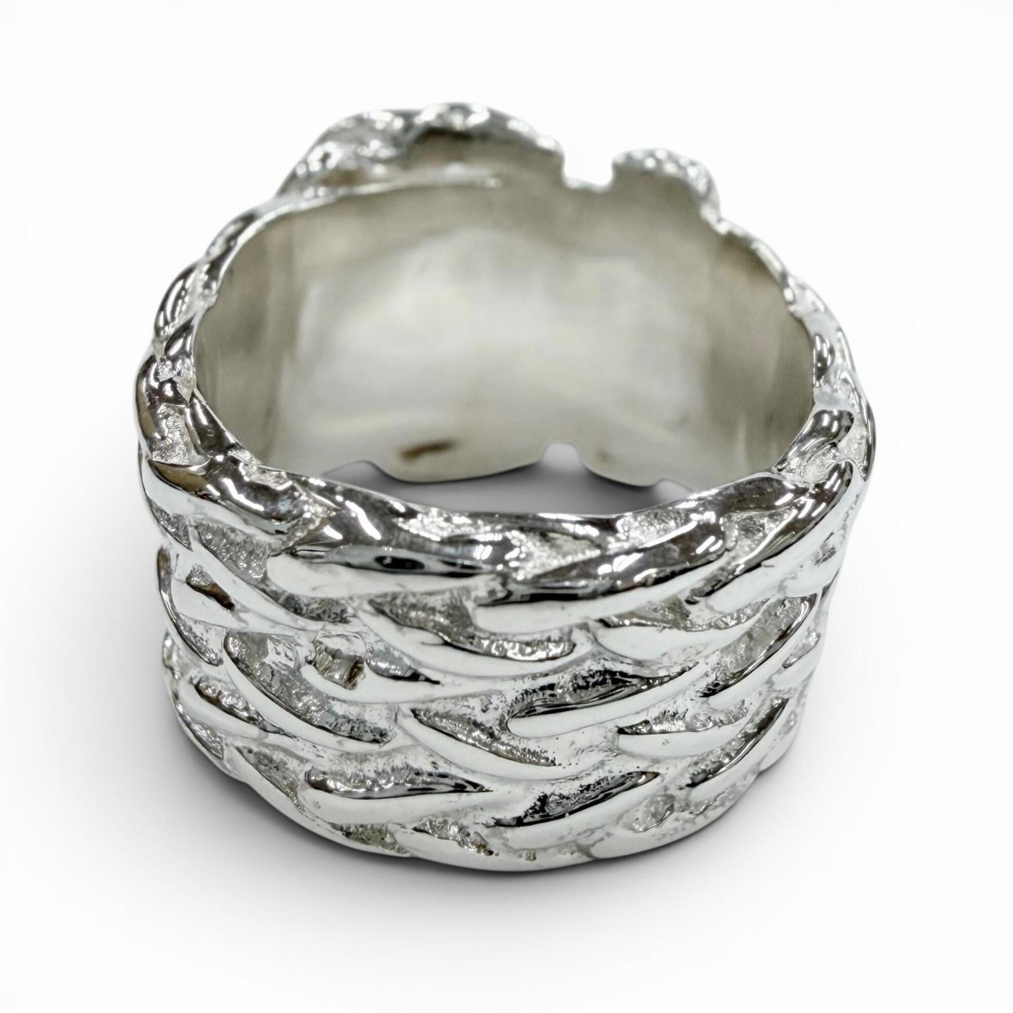 HERMES Vintage Diane Ring, 925 Sterling Silver, Weight 10.8g, Women's — Like New