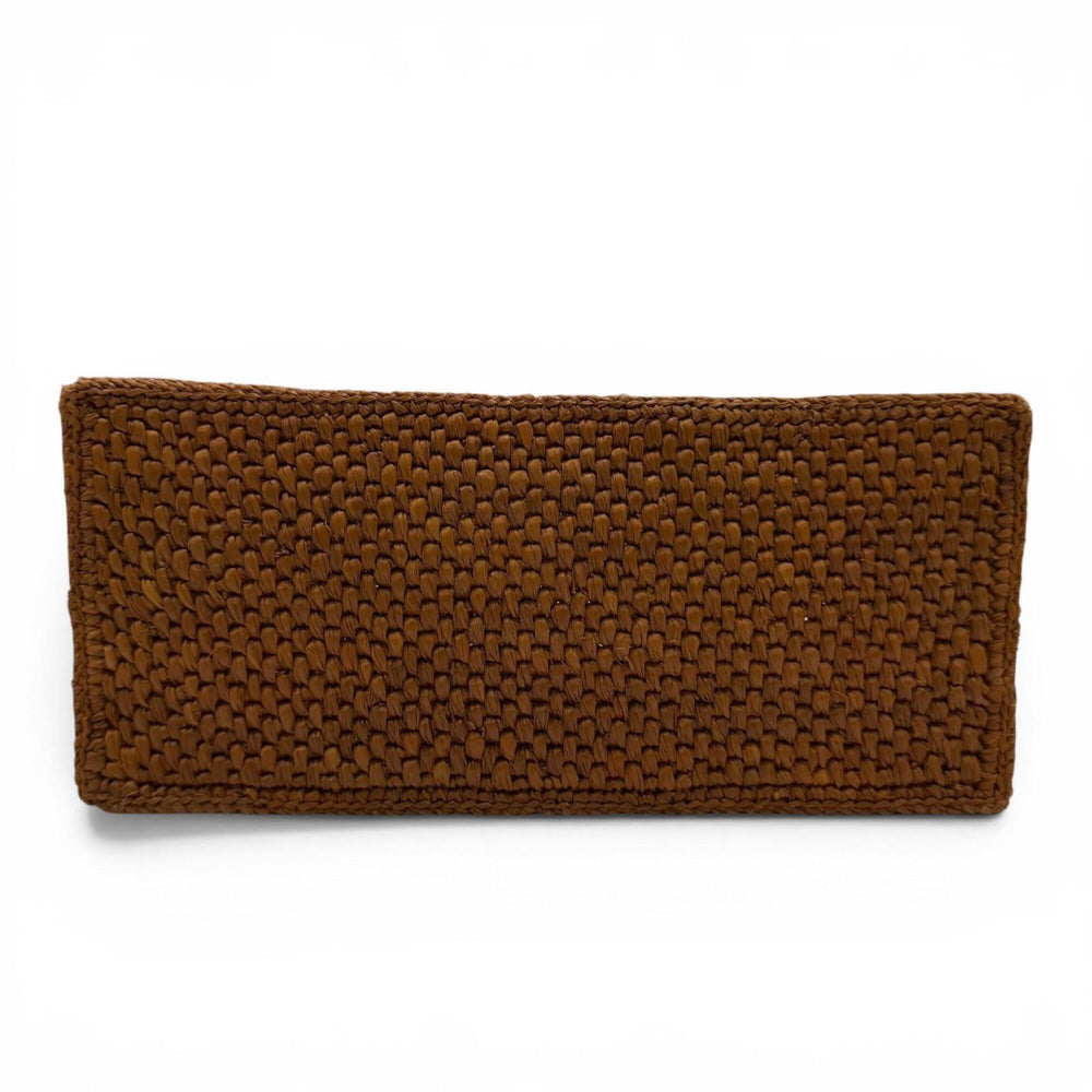 LOEWE A685B59X01 Font Tote Small Raffia Honey Gold Leather Trim 2-Way Shoulder Bag/Handbag for Women, with Dust Bag — Like New