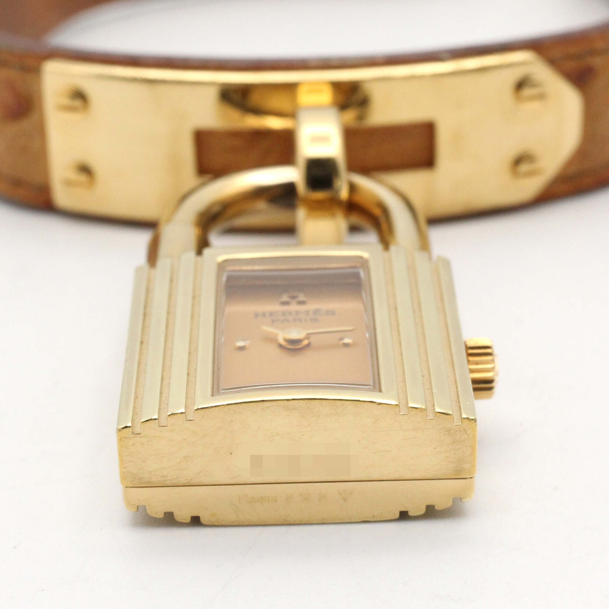Hermes Kelly Watch, Gold Plated Leather Strap, Ladies' Champagne Color, KE1.201 — Very Good