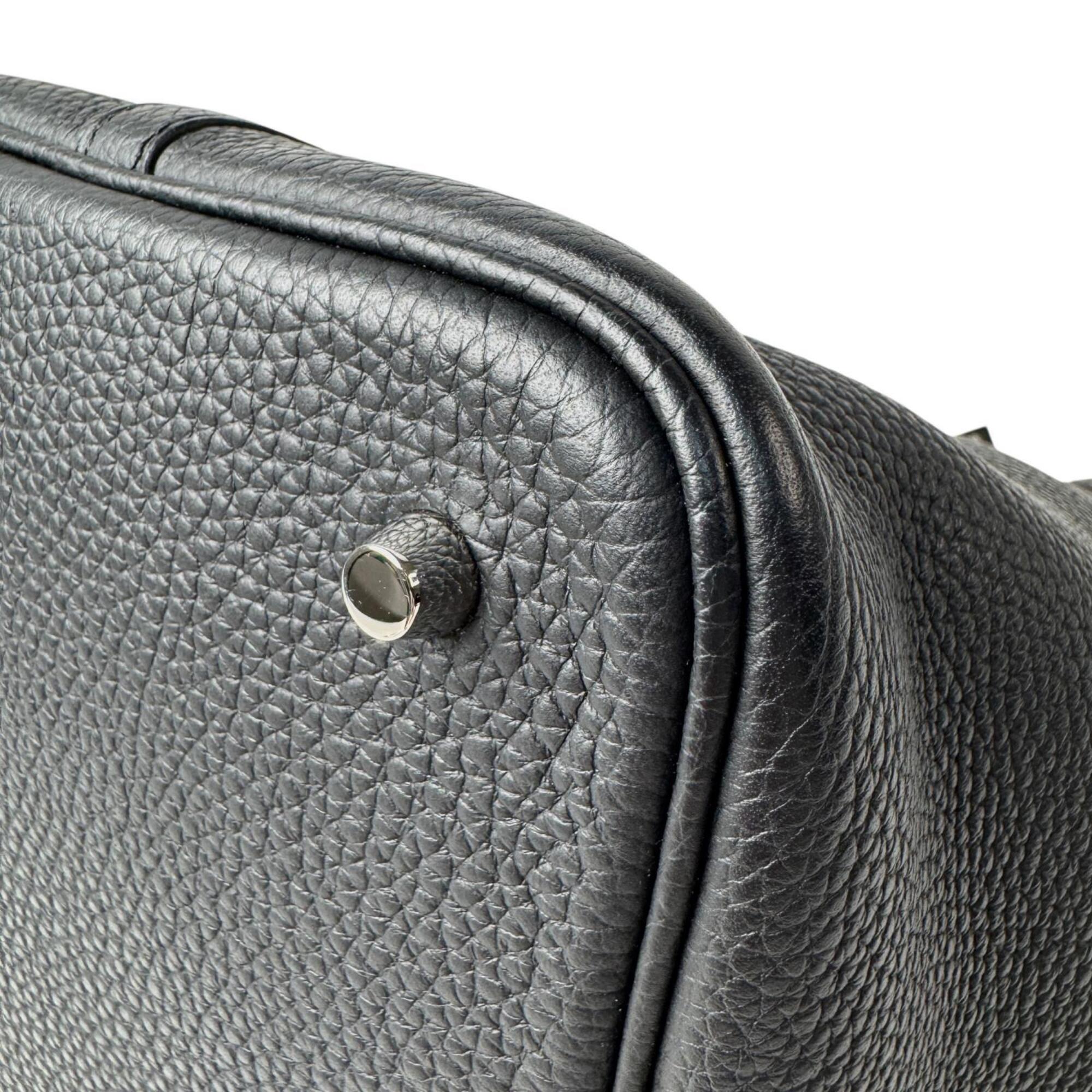 Hermes Picotin Lock MM Noir Black Taurillon Clemence Handbag A Stamp Women's — Like New