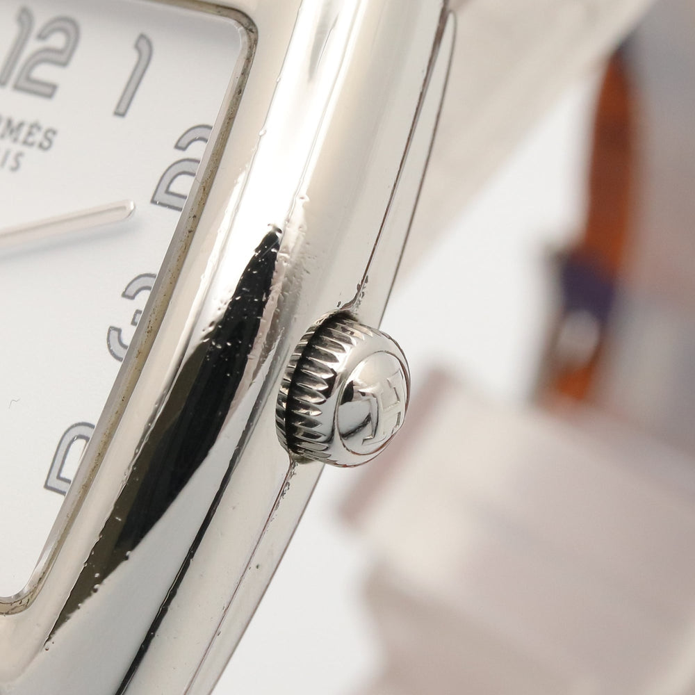 Hermes Cape Cod Tonneau Double Tour Watch, Stainless Steel, Leather Strap, Women's, White (CT1.210) — Very Good