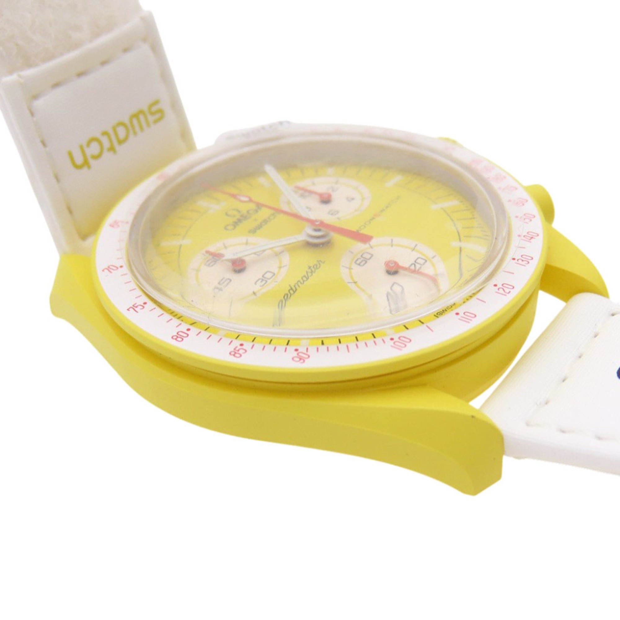 Like new Omega x Swatch Mission to the Sun Speedmaster SO33J100 Quartz Watch with Nylon and Bio-Ceramic Finish, Yellow, 0030OMEGA S033J100, Men's — Like New