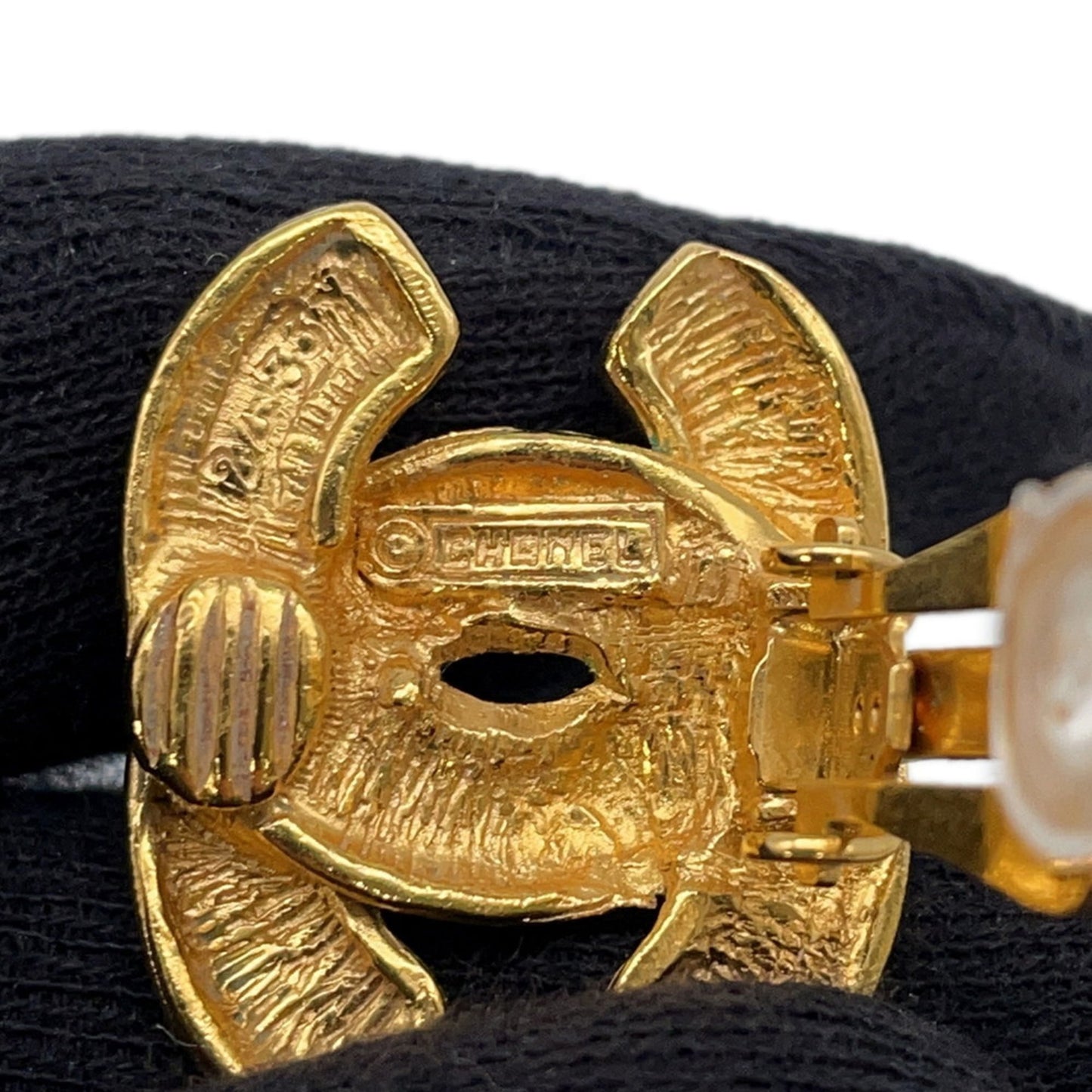 CHANEL Coco Mark Matelasse Metal Earrings