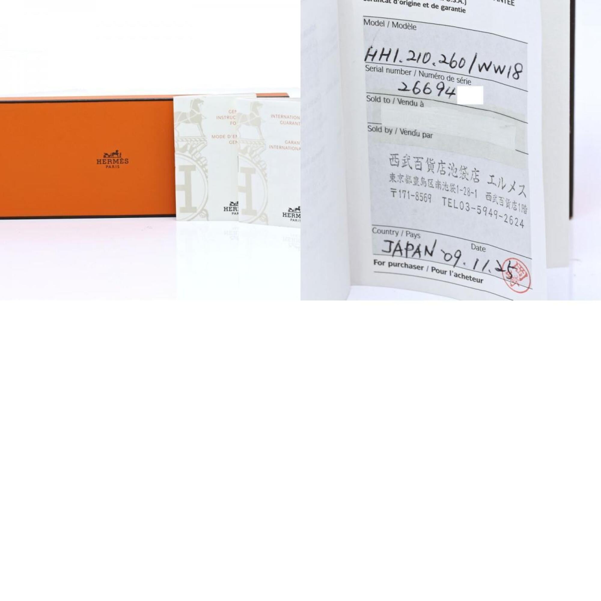 HERMES H-Watch HH1.210.260 WW18 Women's Watch Stainless Steel x Cowhide Leather 40556 — Very Good
