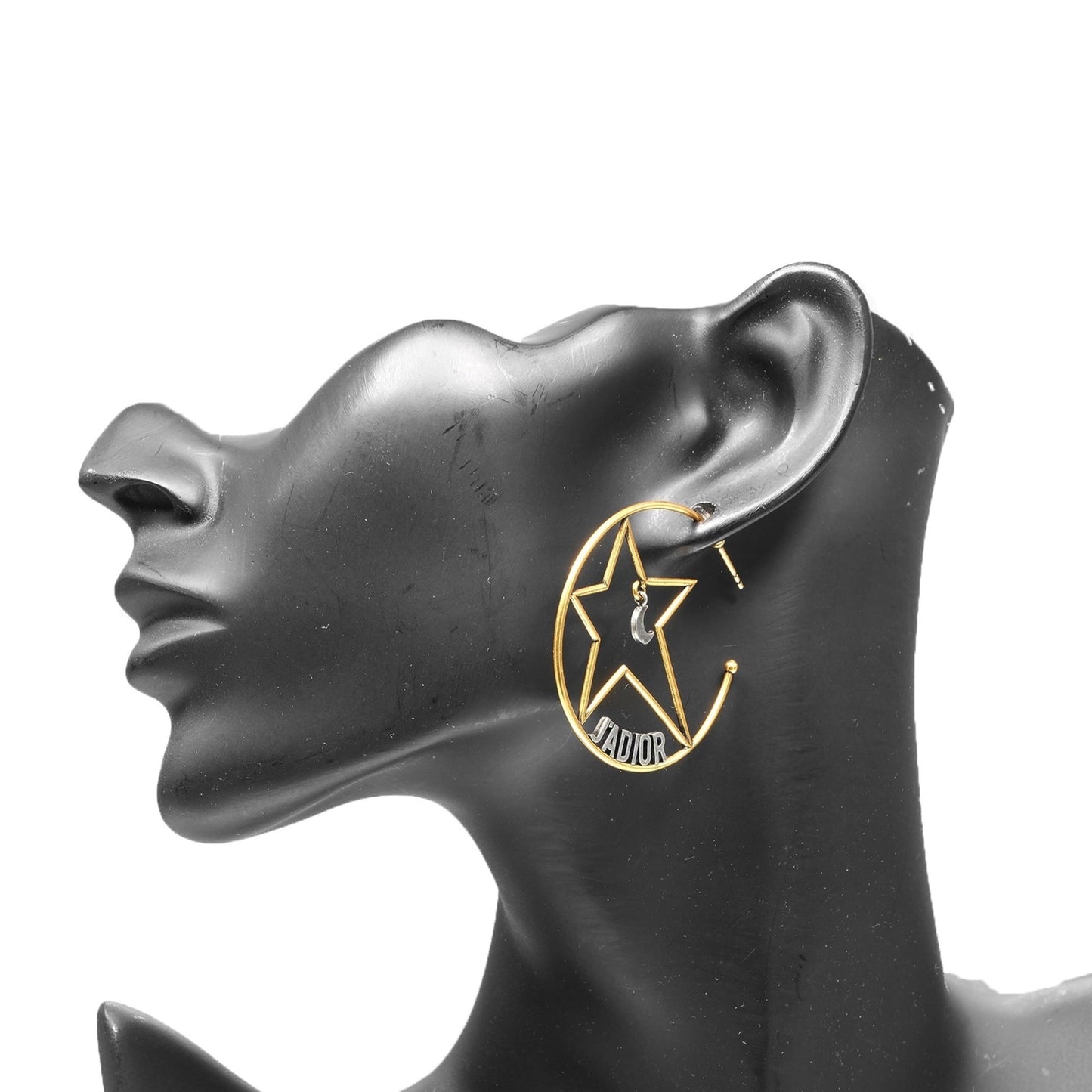 Christian Dior Dior J'ADIOR Moon & Star Hoop Earrings, Gold Plated, Approx. 7.5g, J'Adore,