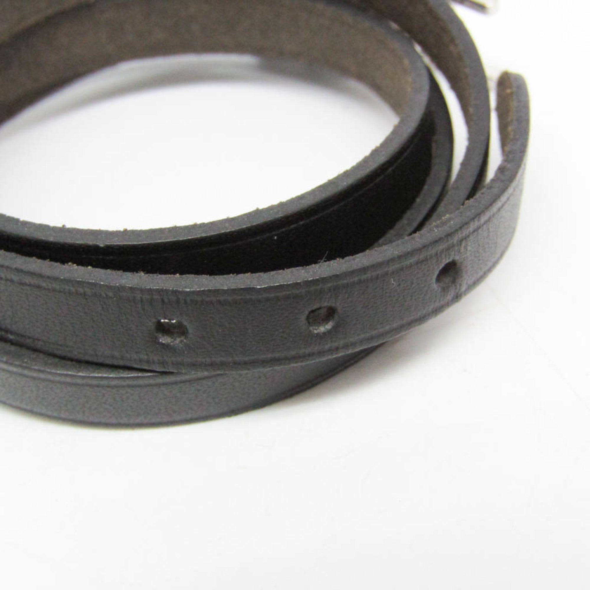 Hermes Hapi III Choker Leather,Metal Bangle Silver,Black — Like New