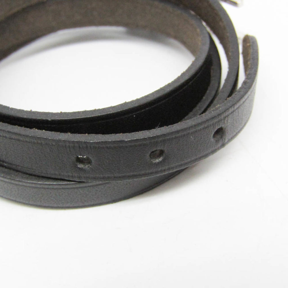 Hermes Hapi III Choker Leather,Metal Bangle Silver,Black — Like New
