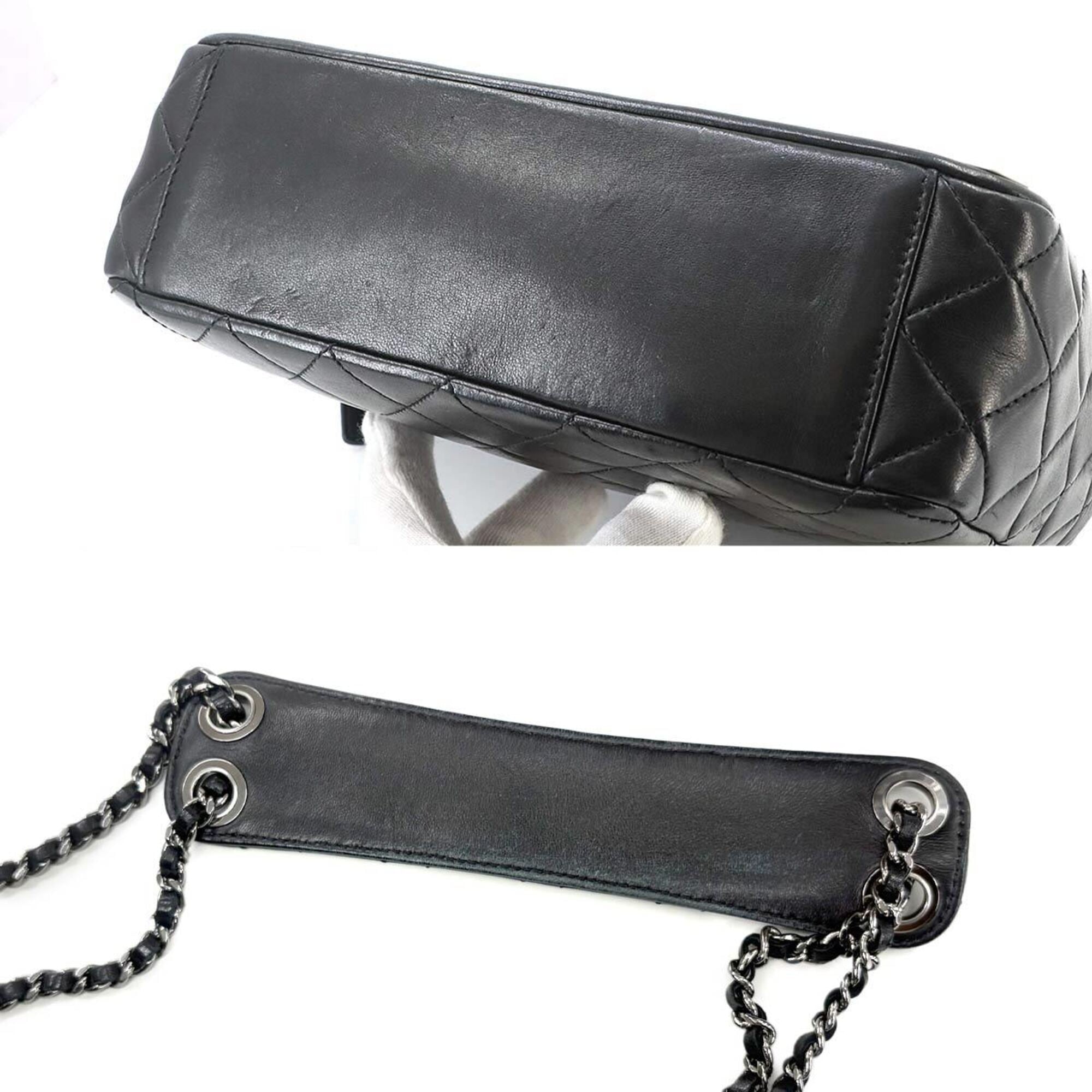 Chanel Matelassé Camera Handbag, Chain Shoulder Lambskin and Plastic, Black — Like New