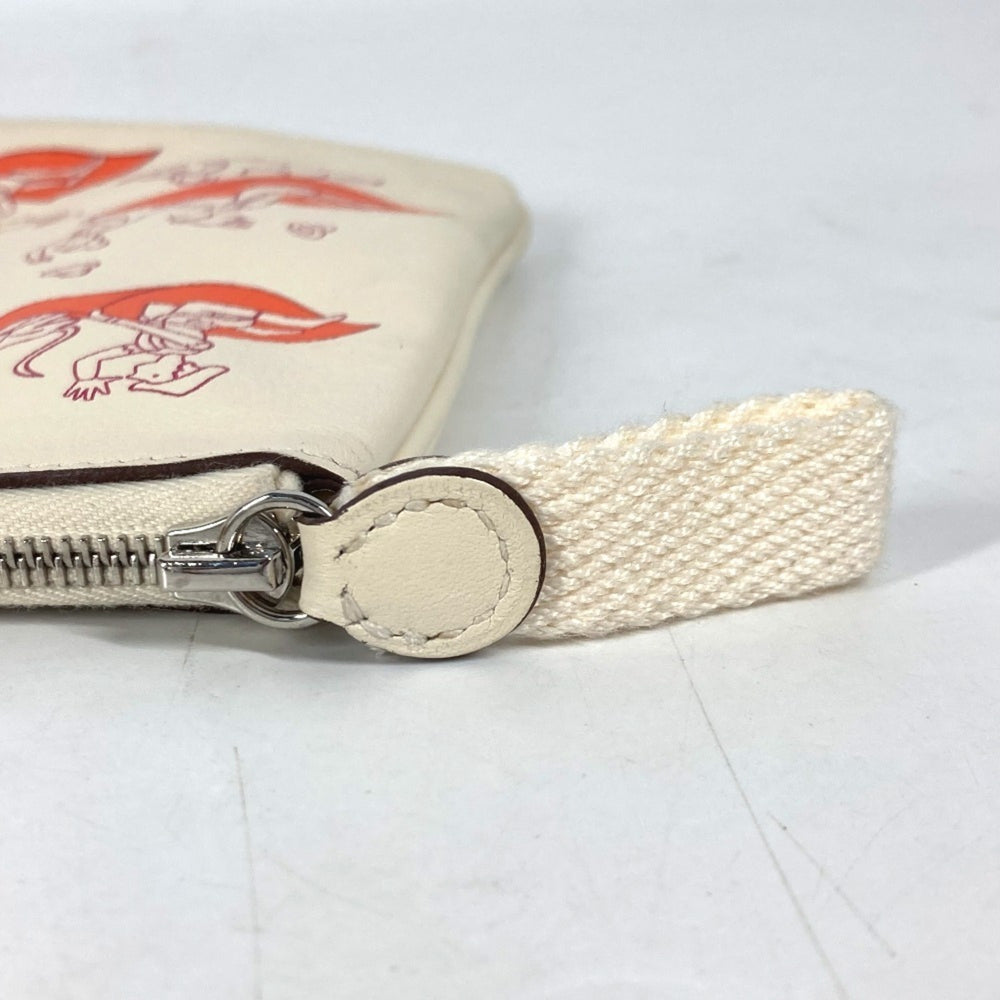 HERMES Hermes Carre Pocket Long Accessory Case Flat Pouch Bag Clutch Leather Women's Ivory — Like New