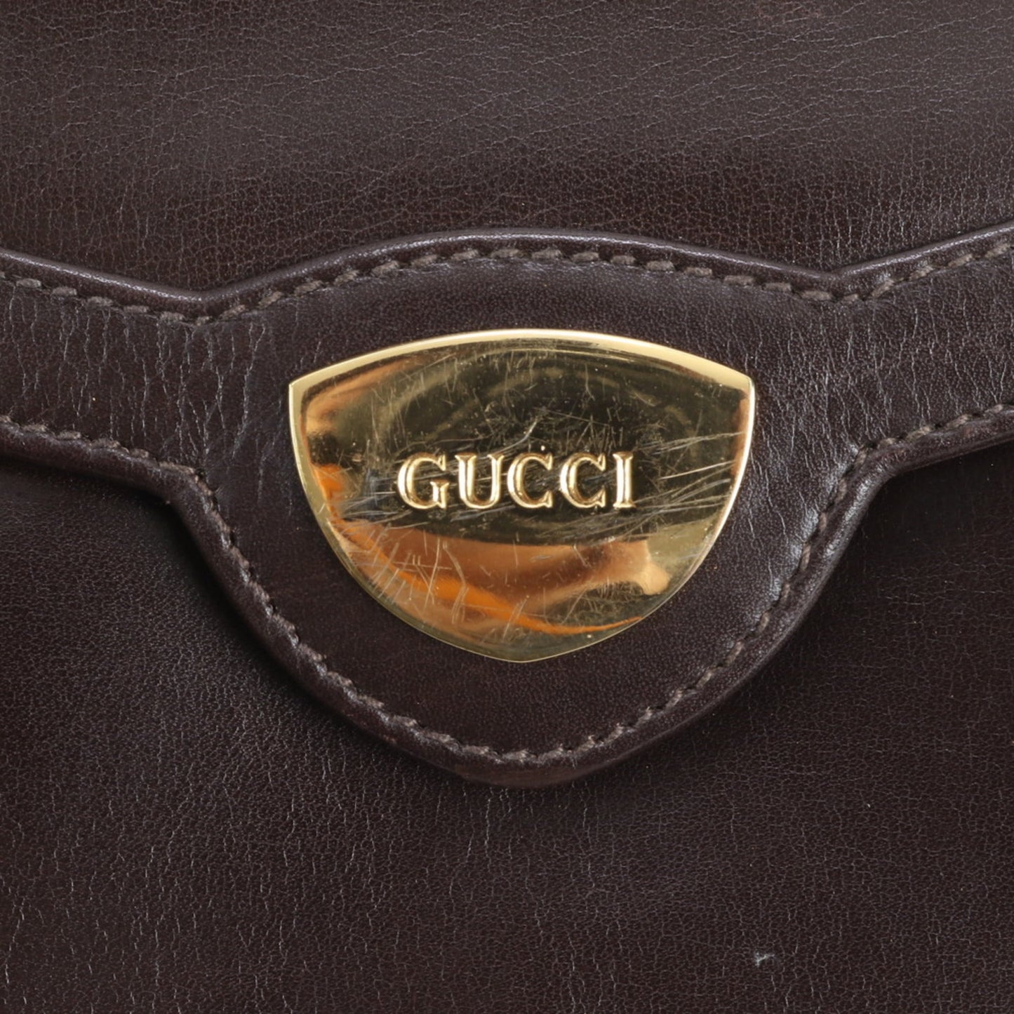 Gucci Leather Clutch Bag Pouch Brown Men's