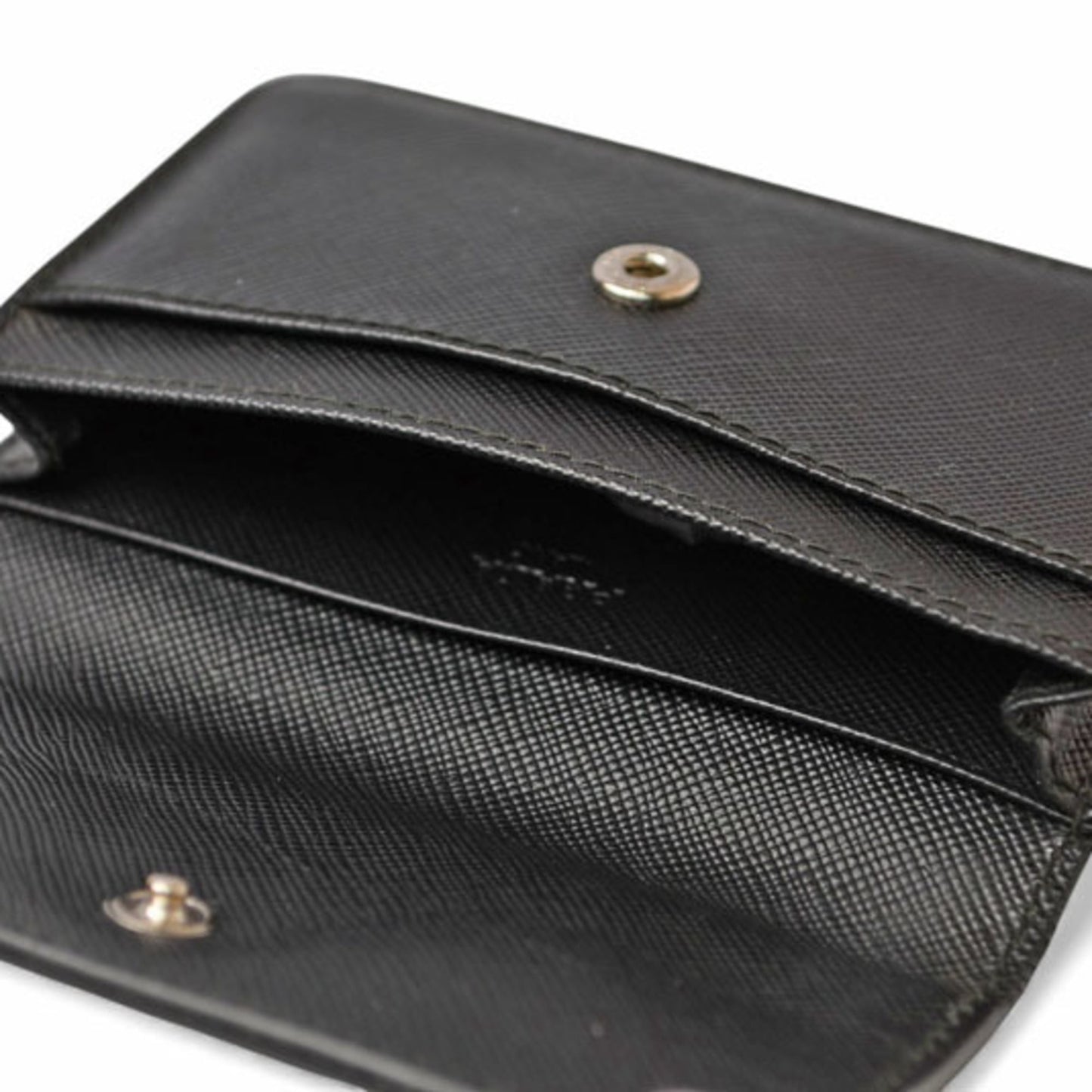 Prada card case, coin business holder, PRADA leather, NERO black