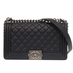 Chanel Boy 25 Coco Mark Lambskin Black Random Plate Shoulder Bag 0269CHANEL — Like New