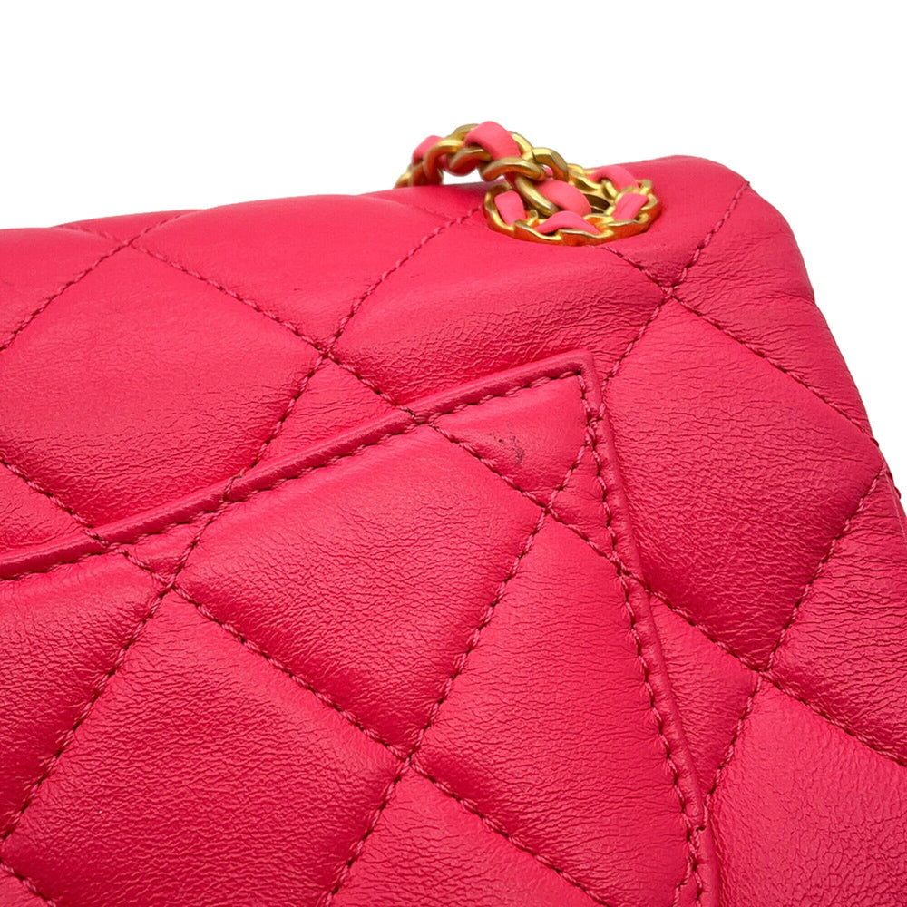 Chanel Chain Shoulder Bag Mini Flap Matelassé Coco Mark 19 Leather CHANEL Handbag Women's — Like New