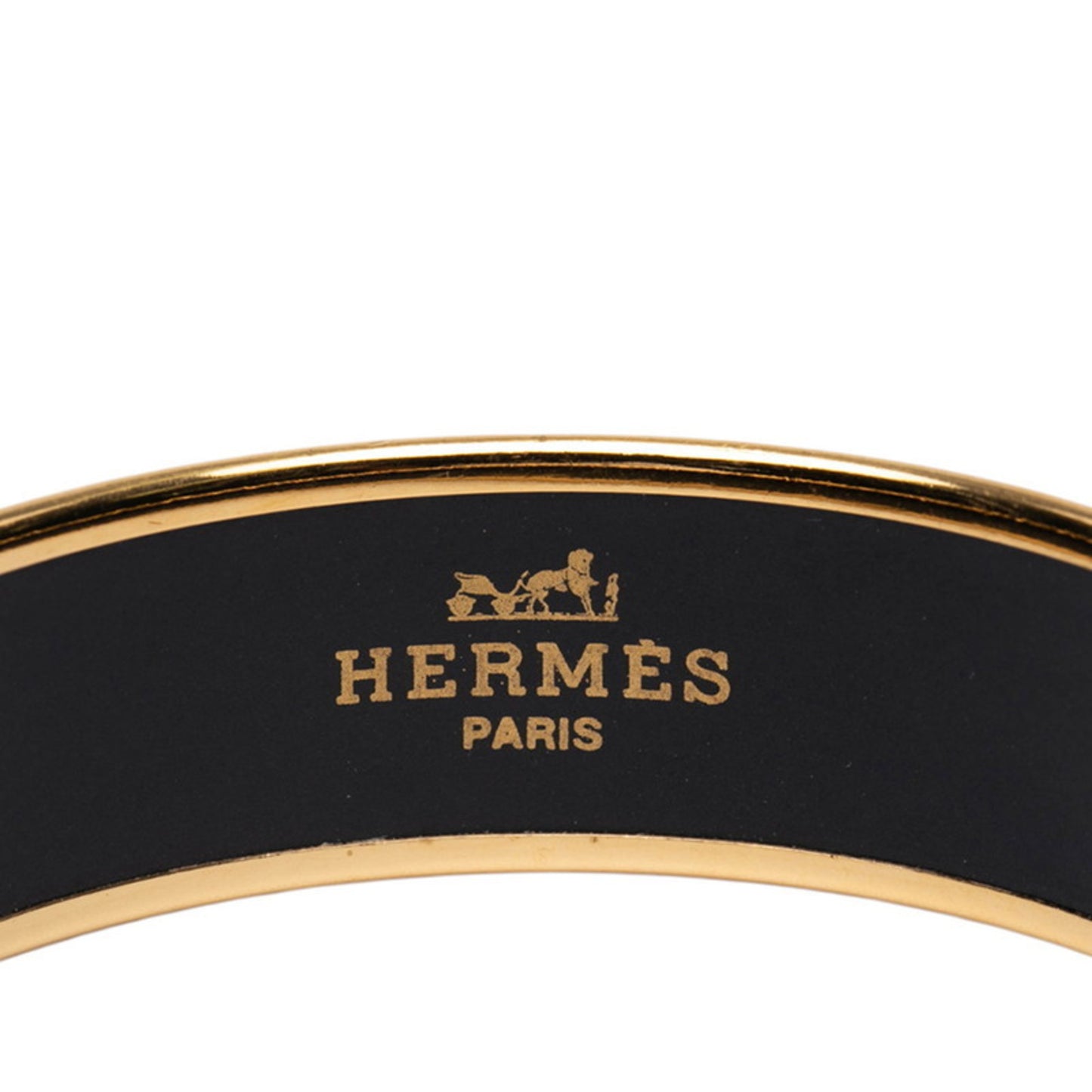 Hermes GM enamel bird and flag motif bangle in gold, black, multicolored plating for women.