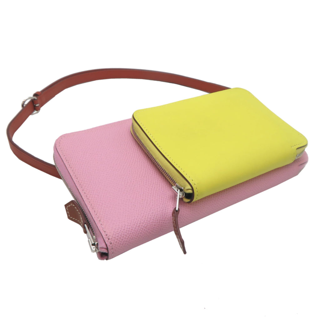 Hermes Hermès Nouveau To Go Zip B Stamp Women's Shoulder Bag Swift Mauve Sylvestre x Lime Cuivre