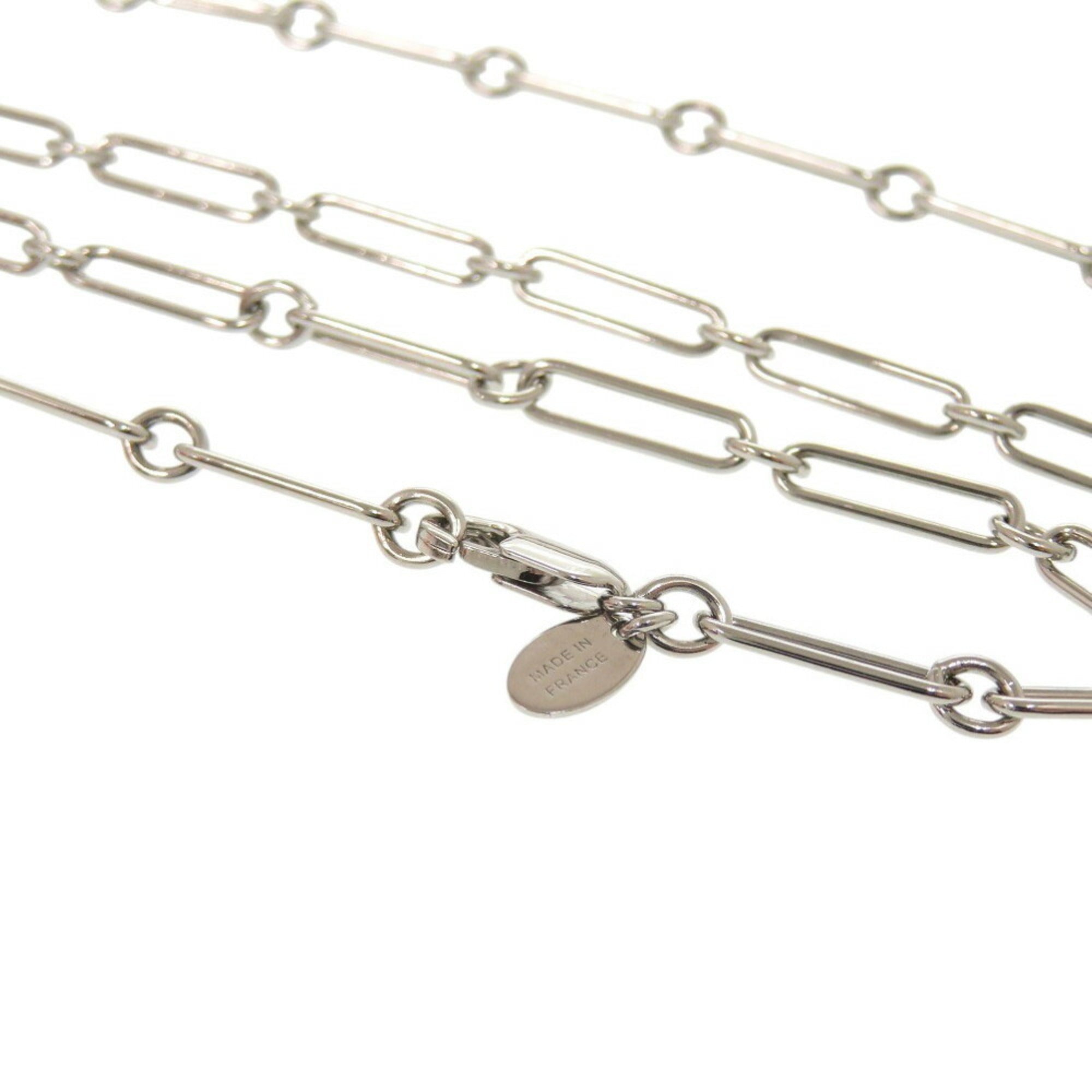 Like new Hermes Boite a Reve pendant metal silver navy necklace 1421HERMES — Like New