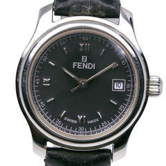Fendi Olologi Women's Watch, 210L Stainless Steel x Leather Strap, Quartz Analog, Black Dial, Women's — Good