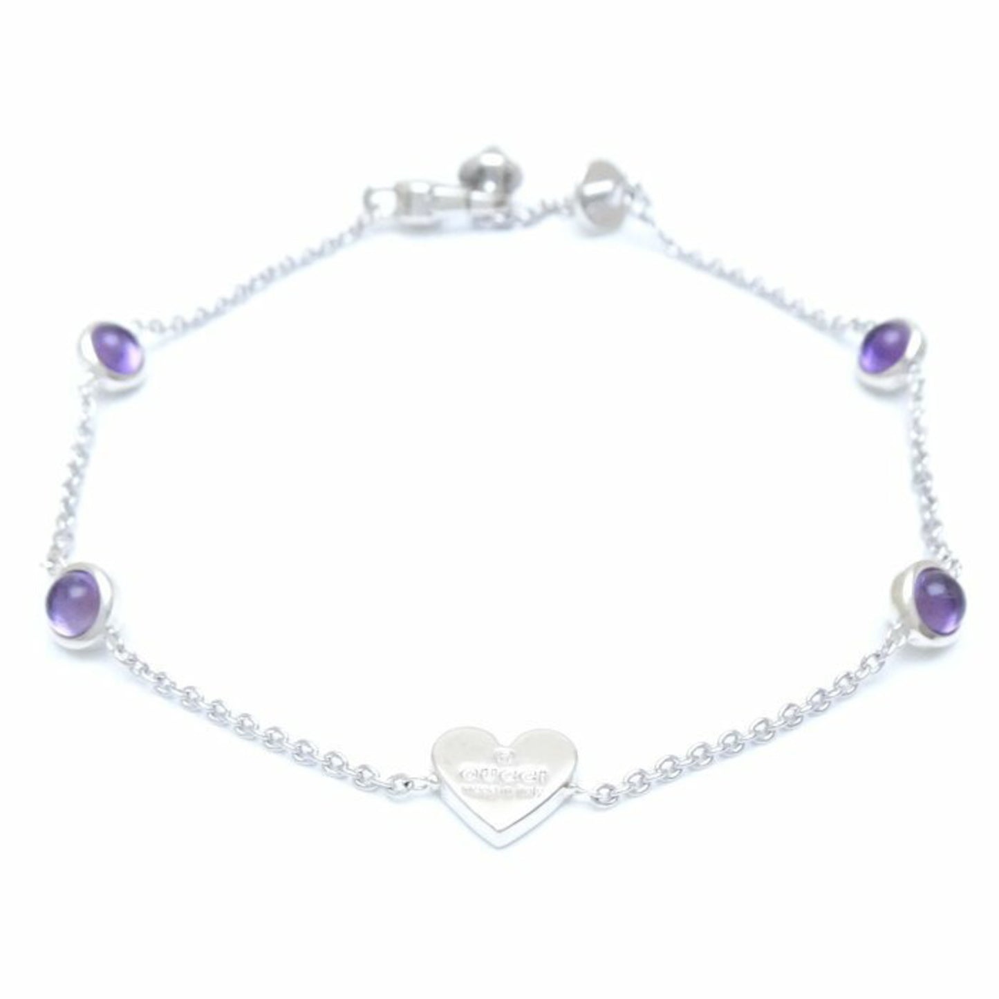 GUCCI Heart Tag Bracelet Amethyst #17 Silver 925 291367