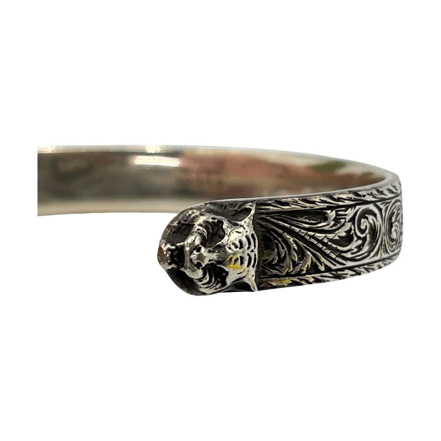 Gucci Interlocking Cat Head/Tiger Head Bangle in Sterling Silver for Men
