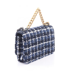 Chanel CHANEL CHANEL19 Matelassé Check Combination Hardware 2-Way Shoulder Bag Handbag Fabric Women's Blue White Black — New - Store Return