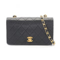 CHANEL Mini Matelasse Full Flap Shoulder Bag/Handbag in Lambskin Leather, Black