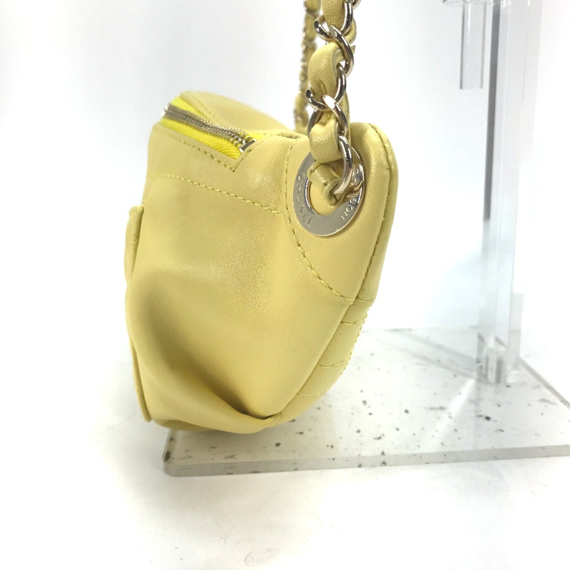Chanel A57832 Chain Belt Bag Waist Pouch Bag Cross Quilted Matelasse body bag yellow GoldHardware — Like New