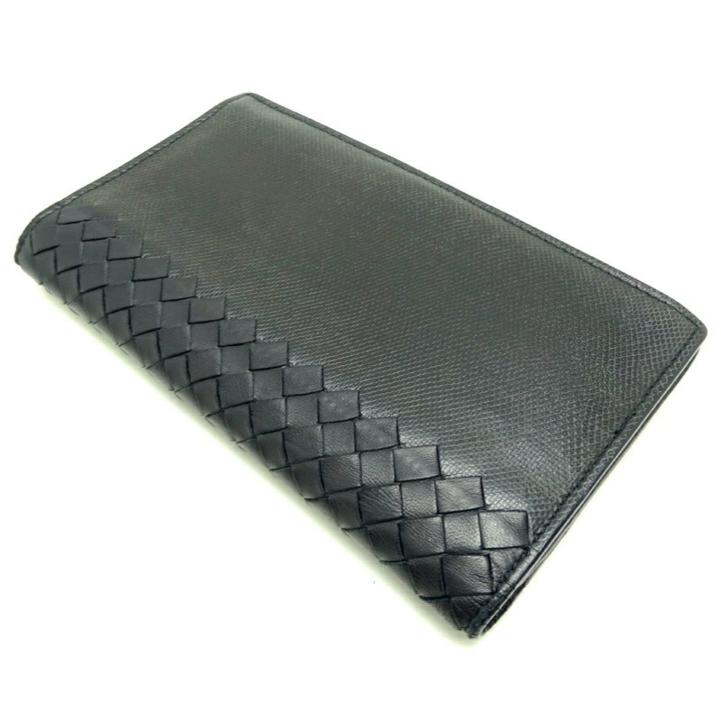 Bottega Veneta Intrecciato Cangle Long Wallet Men's 113993 Leather Black