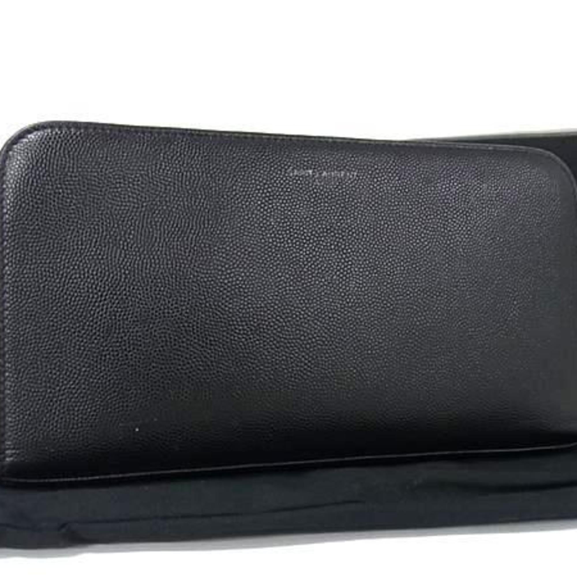 SAINT LAURENT Saint Laurent wallet 328558 black leather round long for men and women