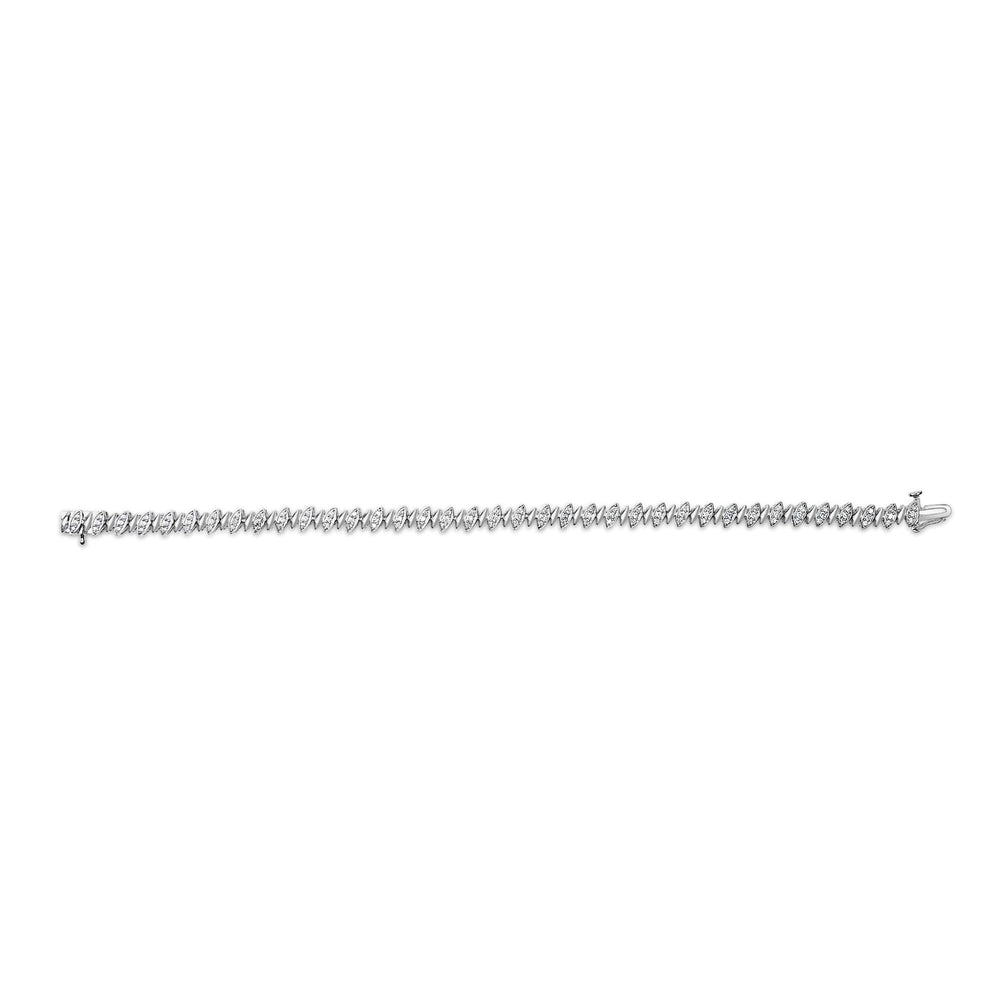 .925 Sterling SIlver 1.00 Cttw Marquise Link Bracelet