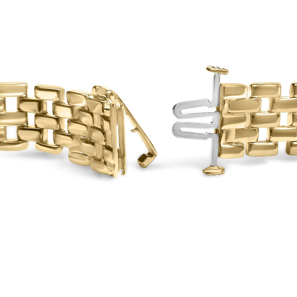 Men's 14K Yellow Gold Plated .925 Sterling Silver 1.0 Cttw Black and White Diamond ID Link Bracelet