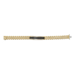 Men's 14K Yellow Gold Plated .925 Sterling Silver 1.0 Cttw Black and White Diamond ID Link Bracelet