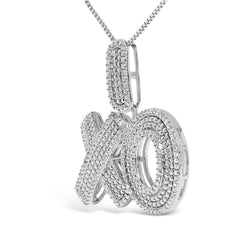 Sterling Silver 1/4 Cttw Diamond Pavé XO Pendant Necklace