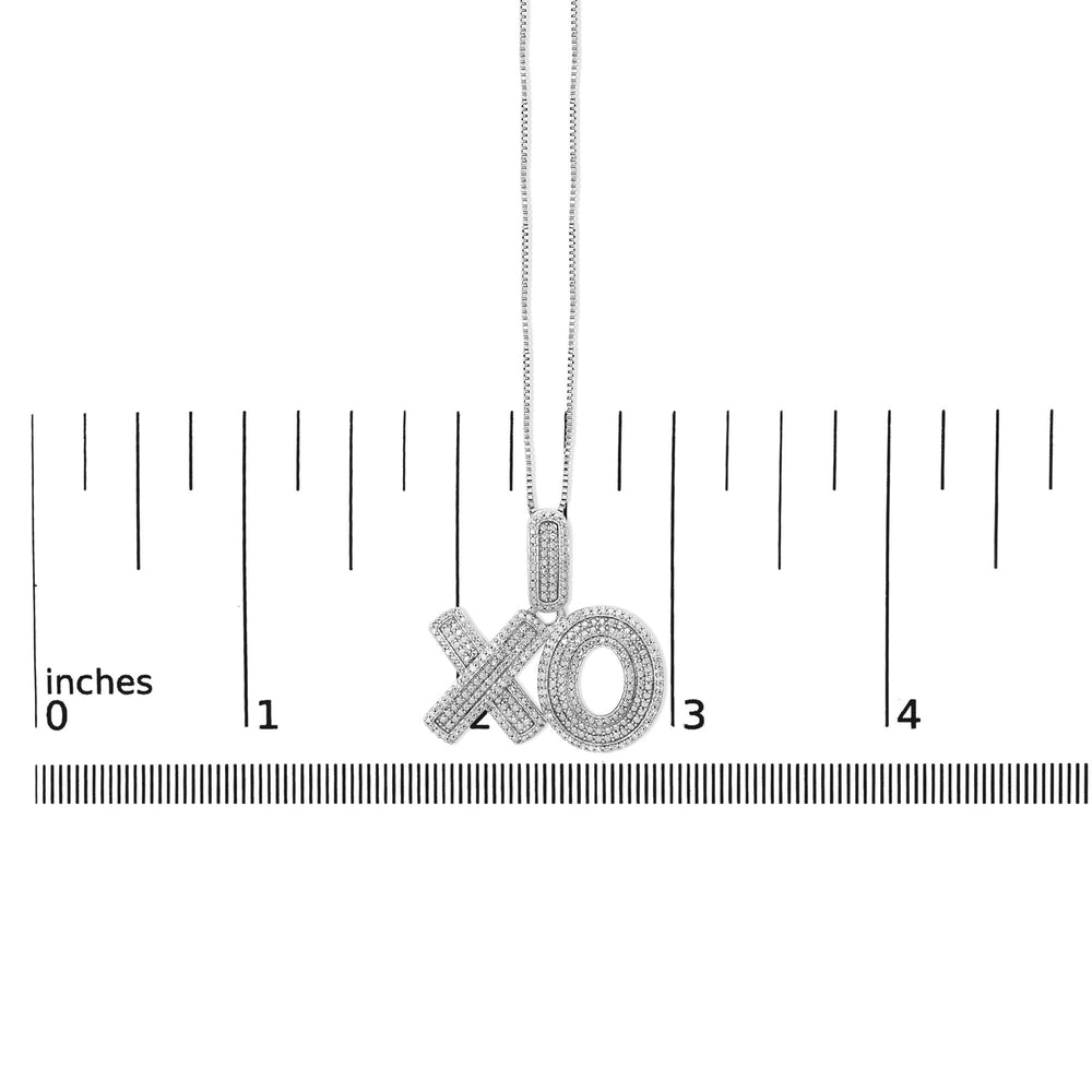 Sterling Silver 1/4 Cttw Diamond Pavé XO Pendant Necklace