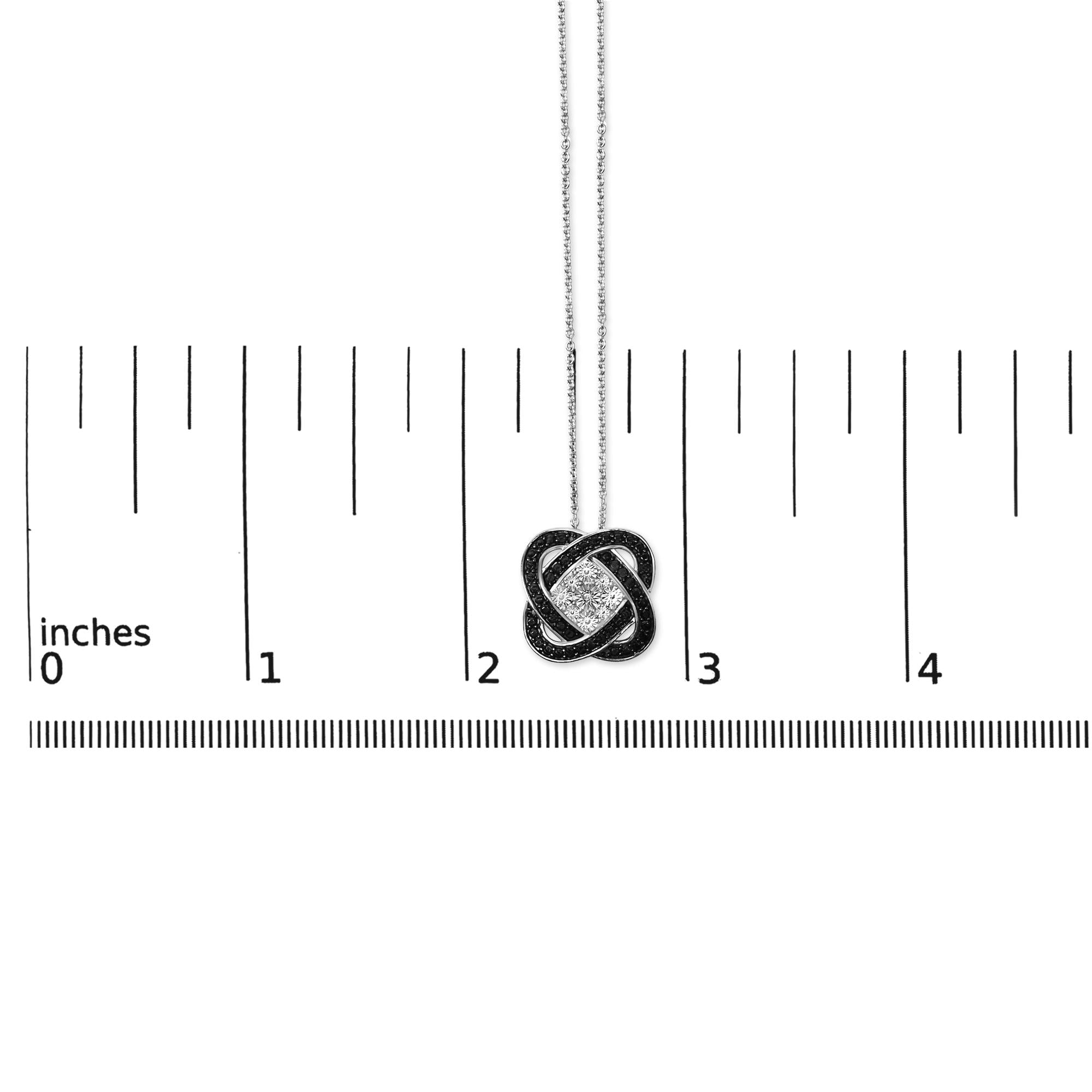 Black Rhodium Plated Sterling Silver Diamond Accent Geometric Knot Pendant Necklace