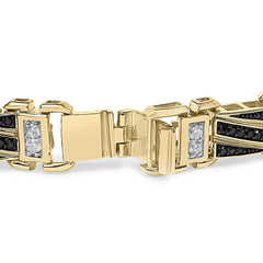 Men's 14K Yellow Gold Plated .925 Sterling Silver 2.0 Cttw Black Diamond Statement Link Bracelet