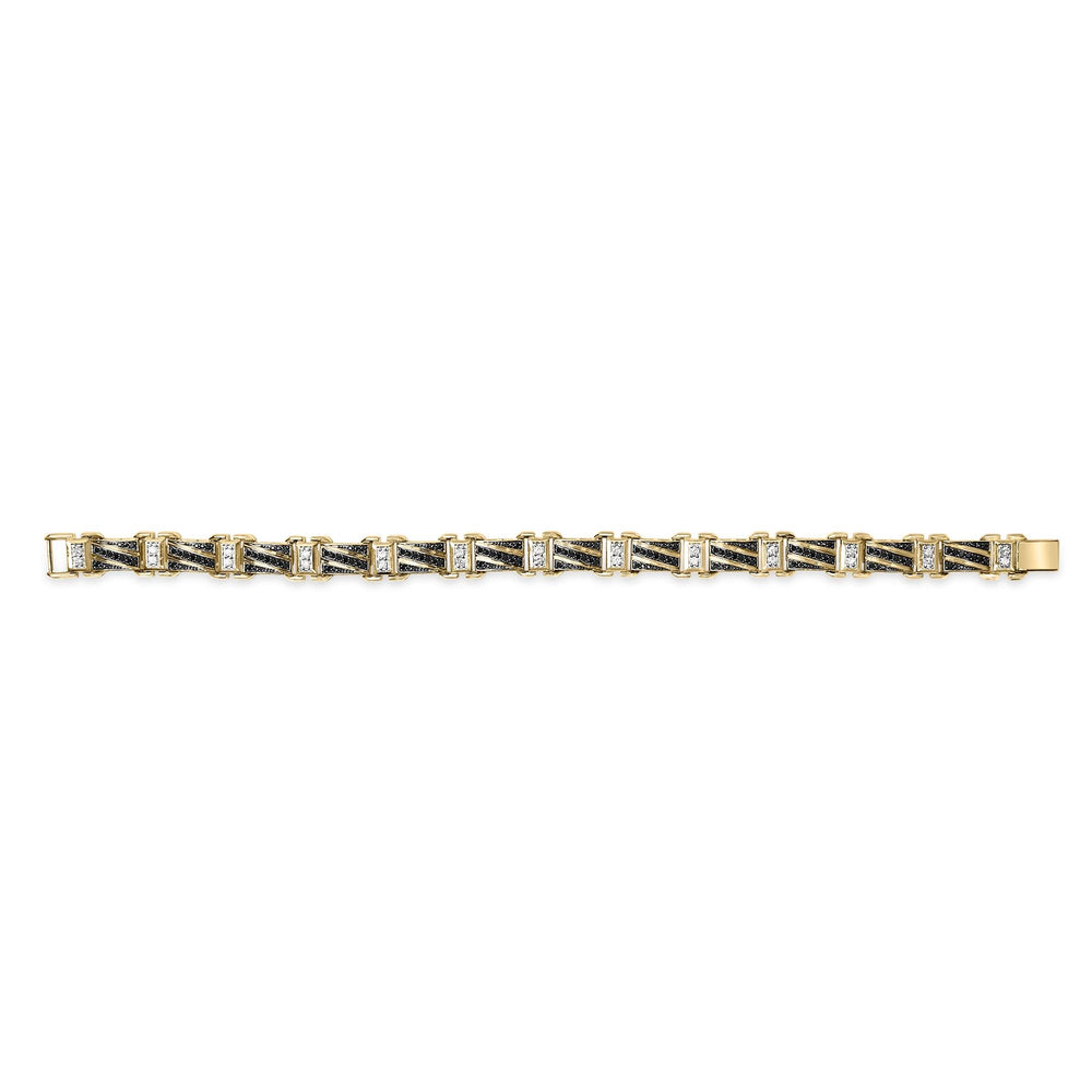 Men's 14K Yellow Gold Plated .925 Sterling Silver 2.0 Cttw Black Diamond Statement Link Bracelet