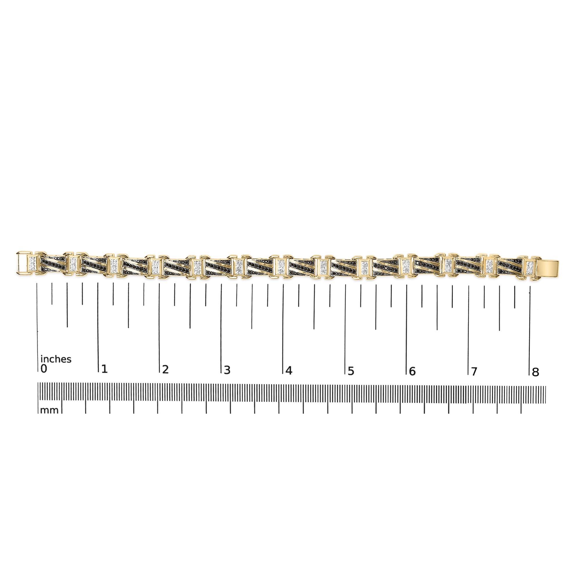 Men's 14K Yellow Gold Plated .925 Sterling Silver 2.0 Cttw Black Diamond Statement Link Bracelet