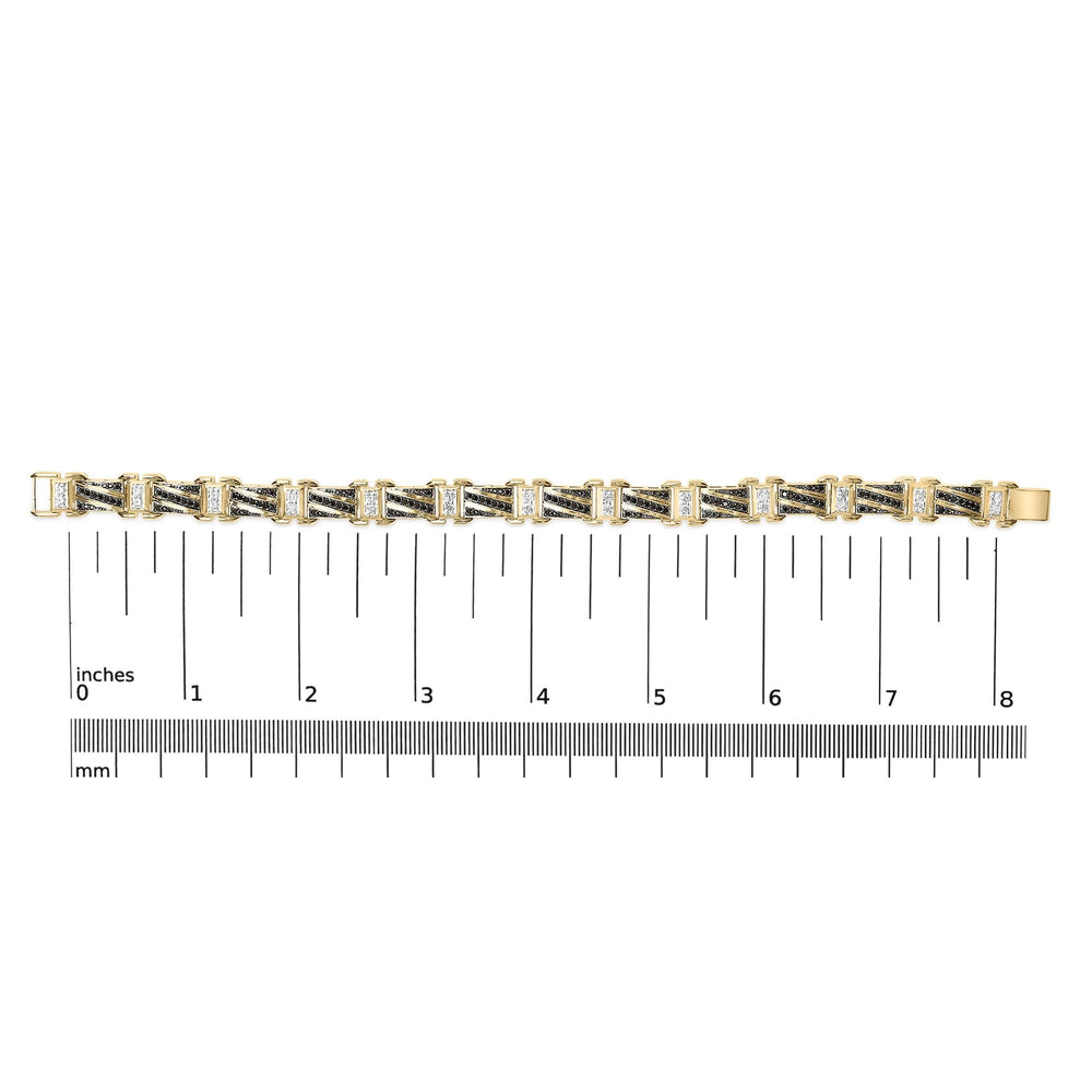 Men's 14K Yellow Gold Plated .925 Sterling Silver 2.0 Cttw Black Diamond Statement Link Bracelet