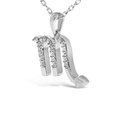 Sterling Silver 1/7 Cttw Diamond Scorpio Zodiac Pendant Necklace