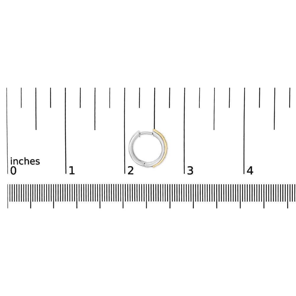 Two Tone .925 Sterling Silver 1/2 Cttw Diamond Square Box Huggie Hoop Earrings