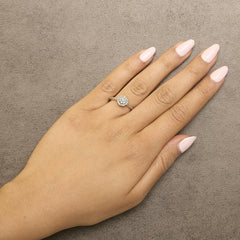 Sterling Silver 1/5 Cttw Diamond Round Motif Halo Ring