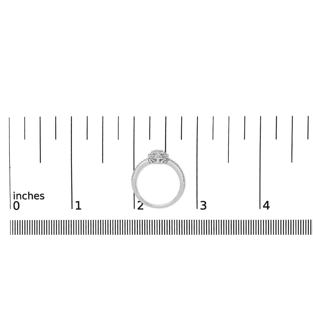 Sterling Silver 1/5 Cttw Diamond Round Motif Halo Ring