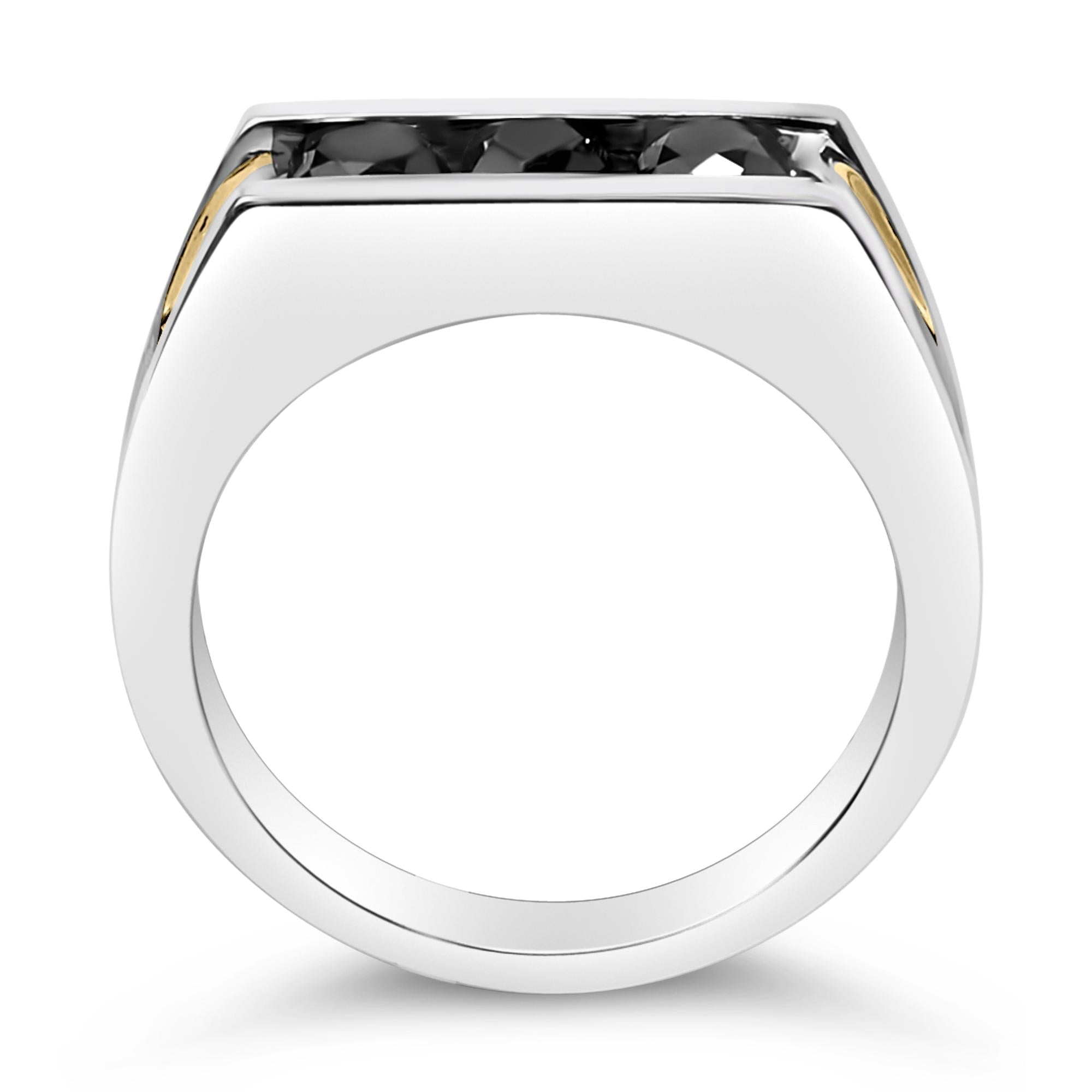 Men's 14K Yellow Gold Plated Sterling Silver 1-1/2 Cttw Black Diamond Channel Set Band Ring