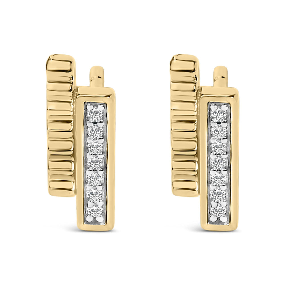 14k Yellow Gold Plated .925 Sterling Silver Diamond Accent Bar Stud Earrings