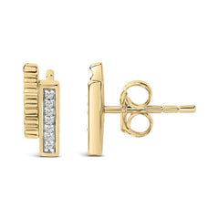 14k Yellow Gold Plated .925 Sterling Silver Diamond Accent Bar Stud Earrings