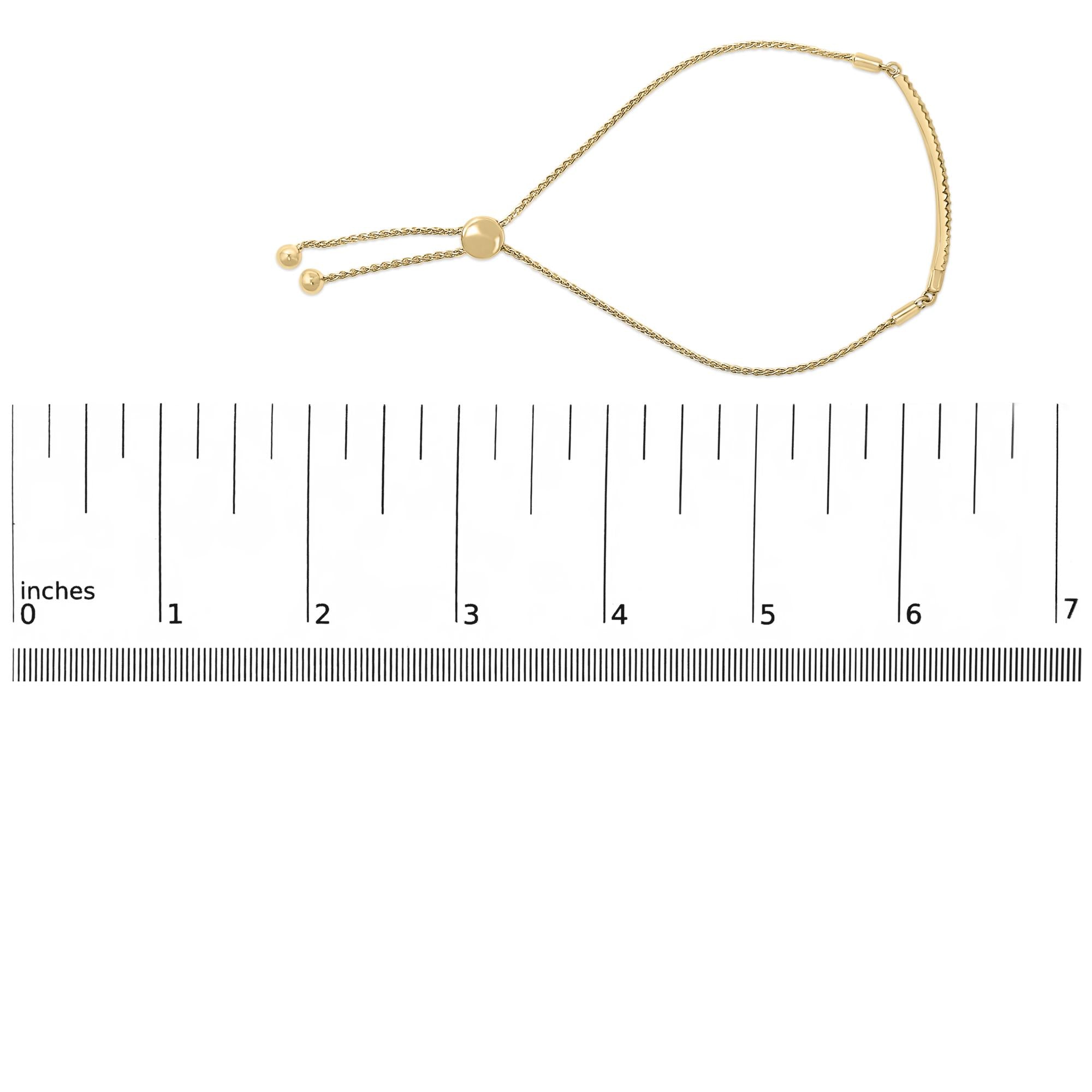 14K Yellow Gold Plated .925 Sterling Silver Diamond Accent Double Bar Bolo Bracelet
