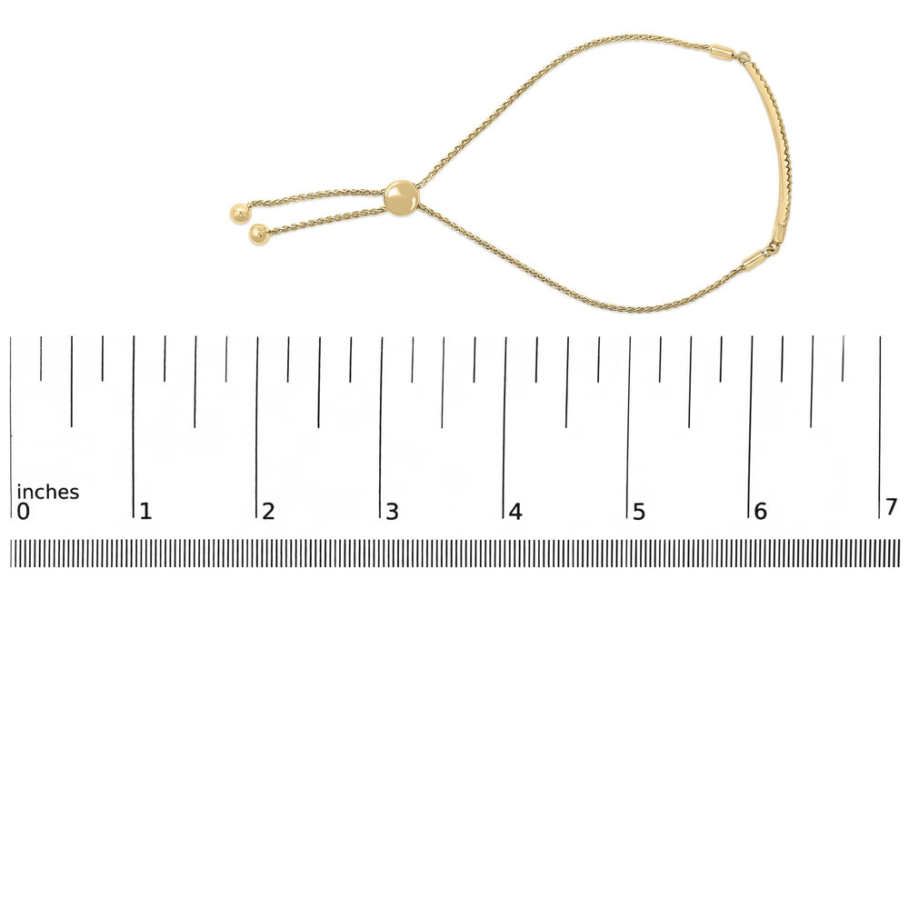 14K Yellow Gold Plated .925 Sterling Silver Diamond Accent Double Bar Bolo Bracelet