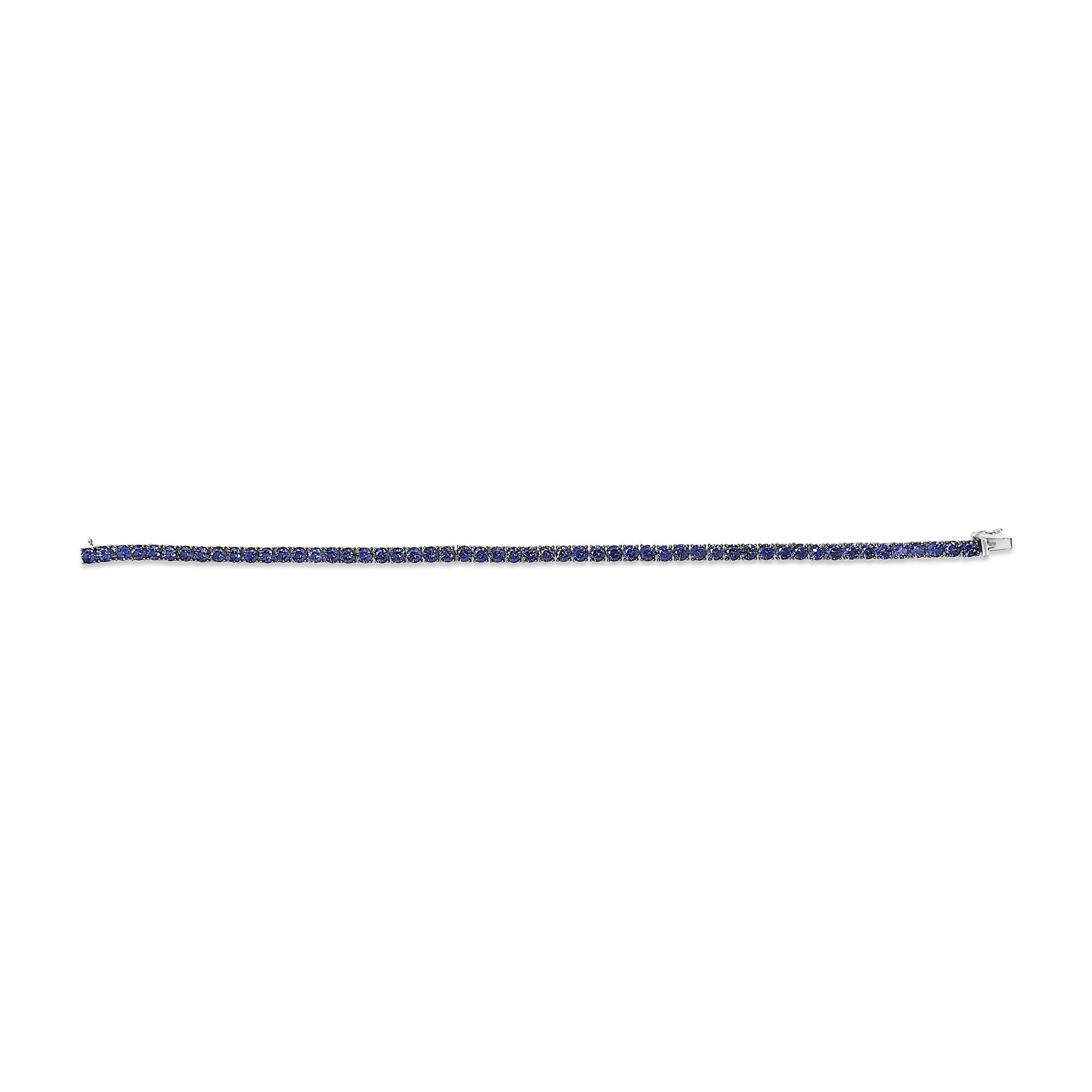 Men's .925 Sterling Silver Created Blue Sapphire Tennis Bracelet - 8.5" Inches