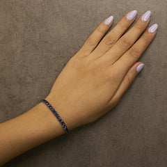 Men's .925 Sterling Silver Created Blue Sapphire Tennis Bracelet - 8.5" Inches